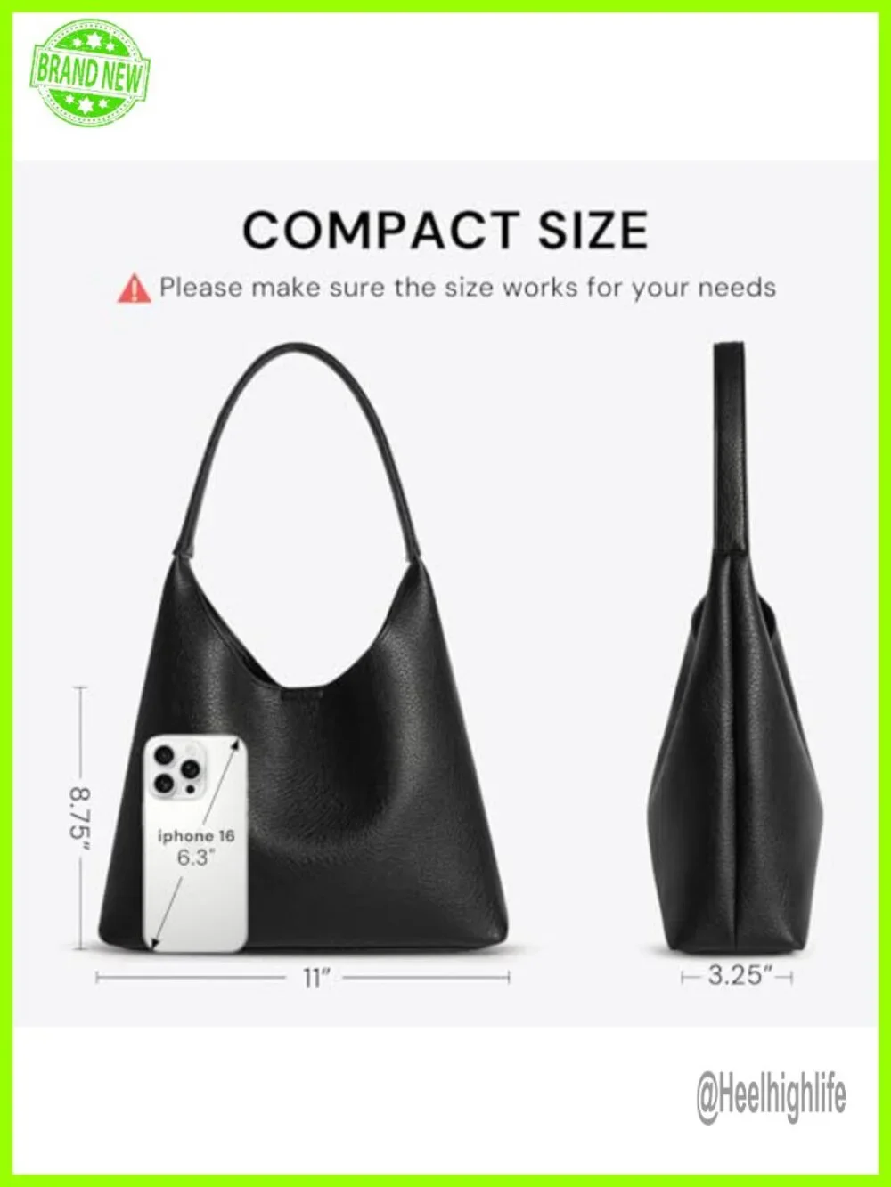 Small Slouchy Hobo Purse Vegan Leather Shoulder Bag Handbag
